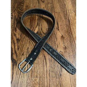 Bill Adler Designs | Black Brown Studded Belt Solid Brass Silver Leather